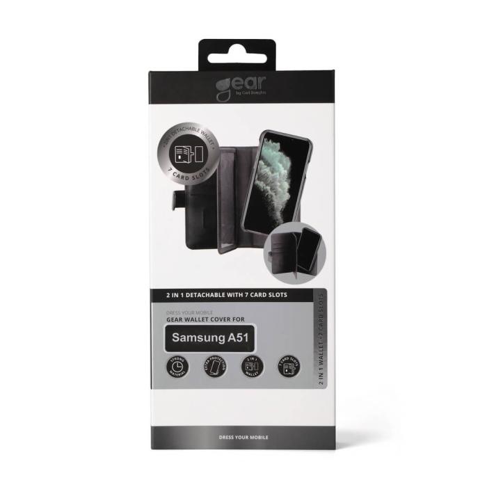 GEAR - GEAR Mobilfodral Svart 7 Kortfack Samsung A51 2in1 Magnetskal