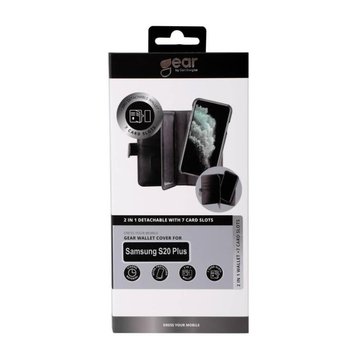 GEAR - GEAR Mobilfodral Svart 7 Kortfack Samsung S20 Plus 2in1 Magnetskal