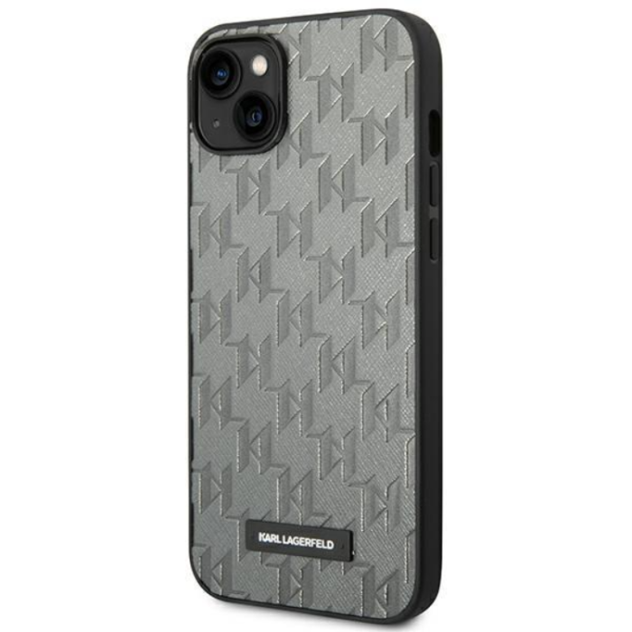 KARL LAGERFELD - Karl Lagerfeld iPhone 14 Plus Skal Saffiano Mono Metal Logo - Grå