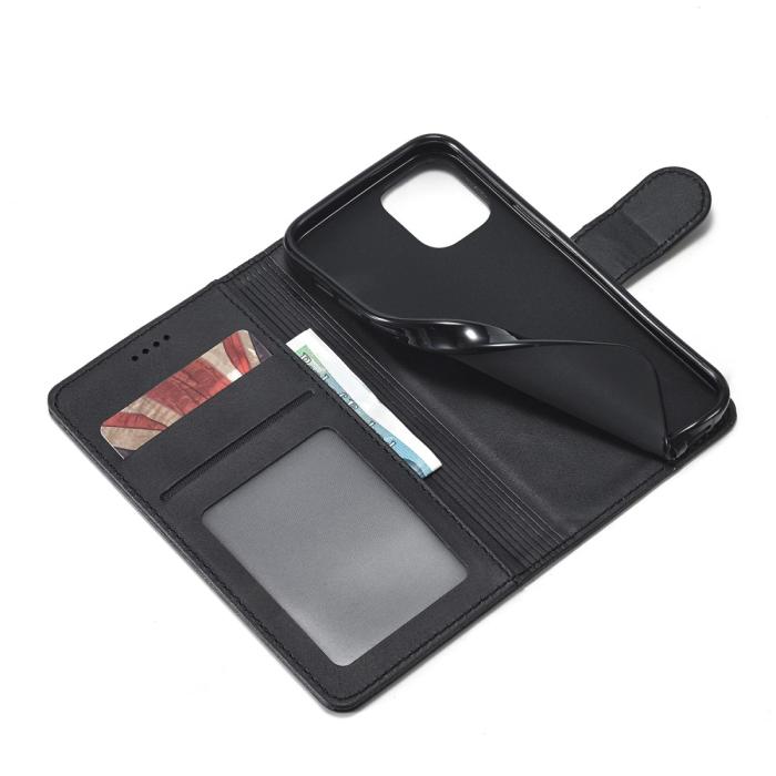 LC.imeeke - LC.IMEEKE Läder Plånboksfodral iPhone 12 Pro Max - Svart