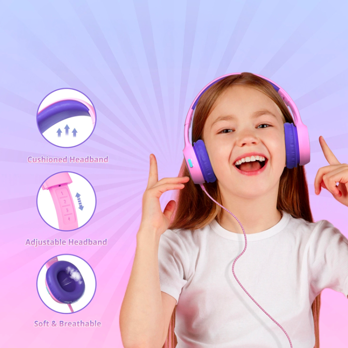 Tronsmart - Tronsmart Over-Ear Hörlurar Trådbundna till Barn Safe KH01 - Rosa