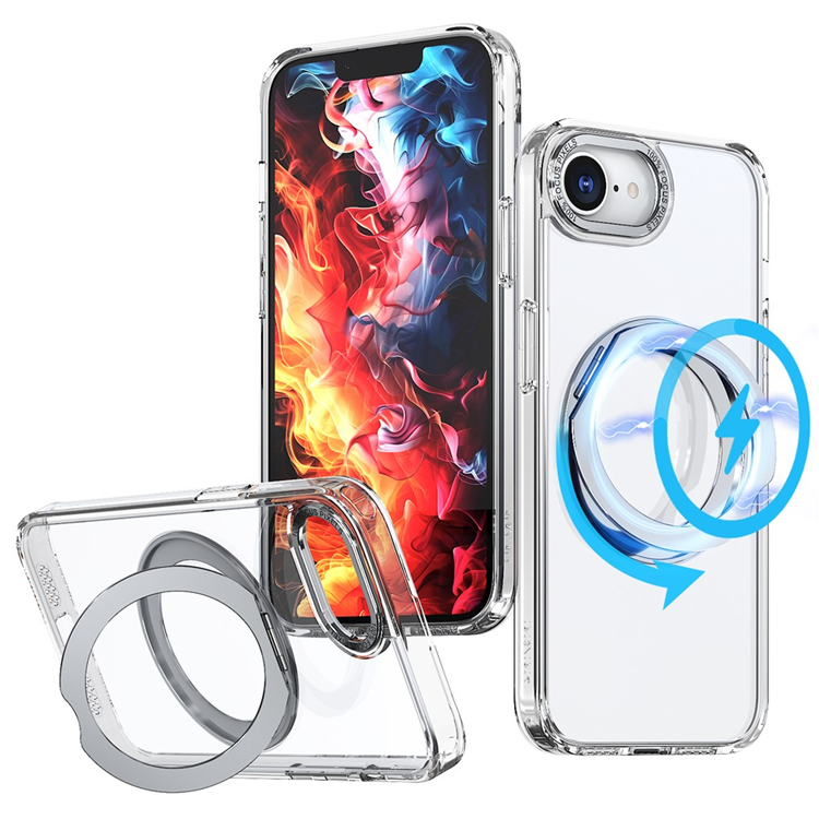 Mobilskal till iPhone 16e MagSafe TPU + Acrylic Kickstand - Transparent | 2353 | AlltMobil