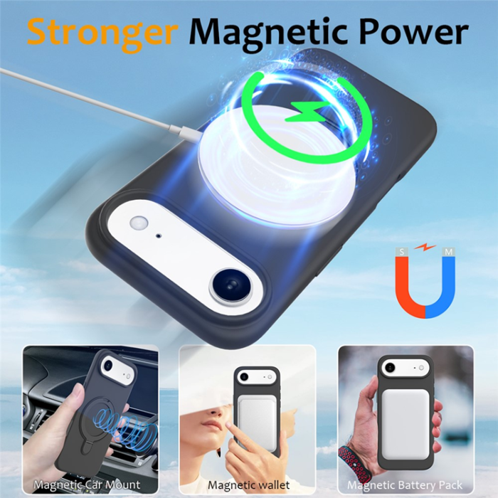 A-One Brand - iPhone Air Mobiskal MagSafe Kickstand PC + Silikon - Svartgrå