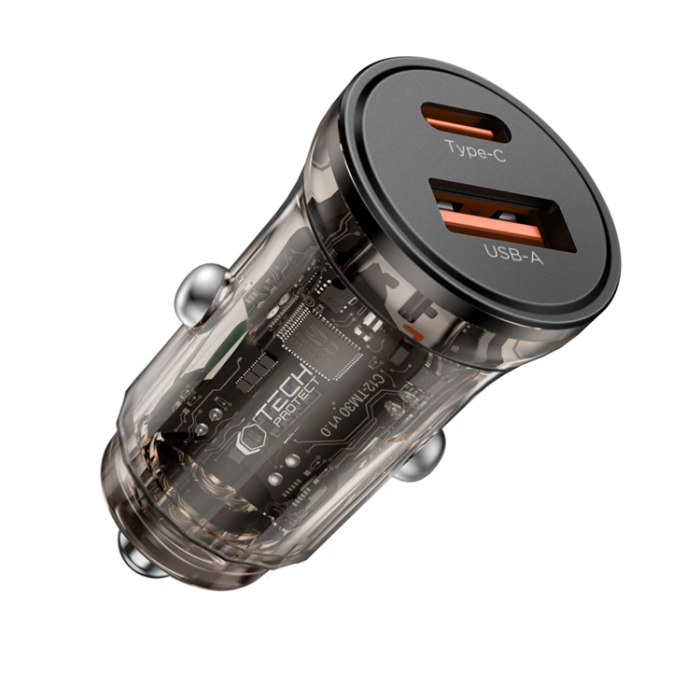 Tech-Protect - Tech Protect Billaddare USB-A Till USB-C 45W - Svart