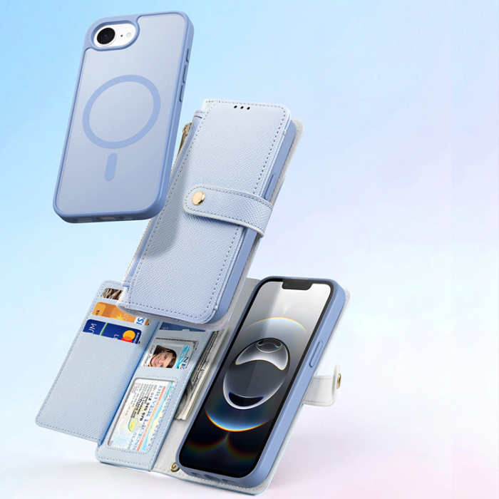 Dux Ducis - Dux Ducis iPhone 16e Plånboksfodral Lawa Läder - Blå