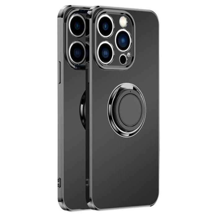 OEM - iPhone 14 Skal Ringhållare Electroplating Kickstand - Svart