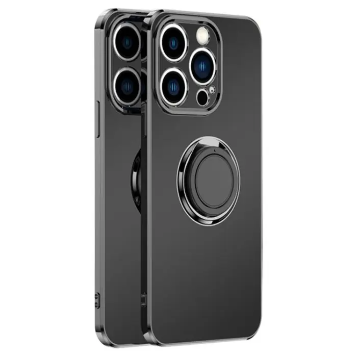 OEM - iPhone 14 Plus Skal Ringhållare Electroplating Kickstand - Svart