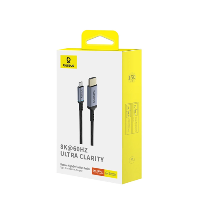 BASEUS - Baseus BS-OH064 8K 60Hz USB-C - HDMI Kabel 1.5m - Svart