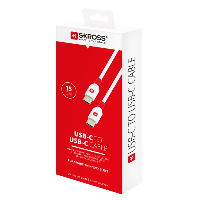 UTGATT1 - SKross USB-C till USB-C Kabel - 15cm - Vit