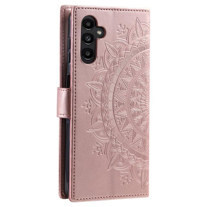OEM - Samsung Galaxy A37 Plånboksfodral Konstläder Skydd med Handrem - Roséguld