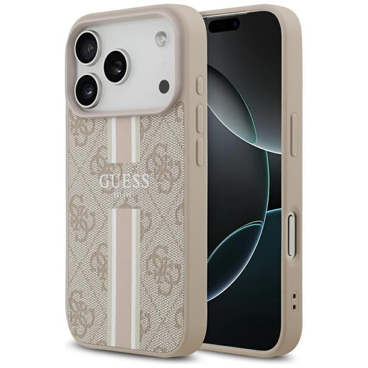 Guess iPhone 17 Pro Mobilskal MagSafe 4G Printed Stripes - Rosa | 2353 | AlltMobil