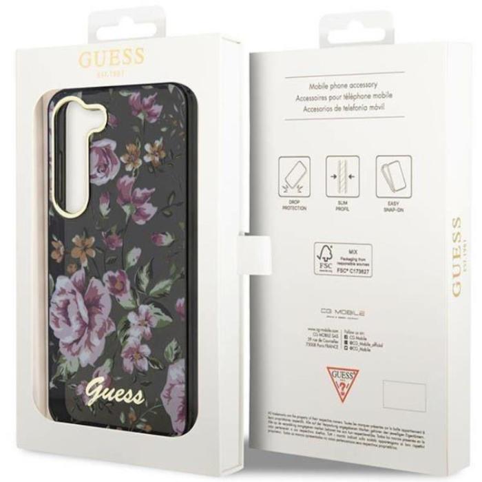 Guess - Guess Galaxy S23 Plus Mobilskal Flower Collection - Svart