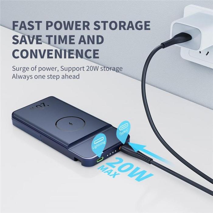 A-One Brand - Magnetic Trådlös Powerbank 10000mAh 15W Kickstand - Blå