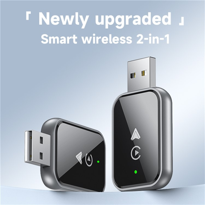 A-One Brand - CarPlay 2in1 Trådbunden Bluetooth Trådlös Adapter - Svart