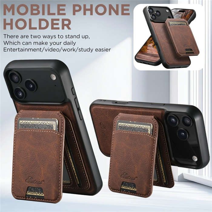 SUTENI - SUTENI iPhone 17 Pro Mobilskal MagSafe Kickstand H16 - Brun