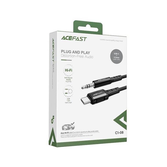 UTGATT1 - Acefast Ljud Typ-C 3.5 mm Mini Jack Kabel 1.2m - Svart