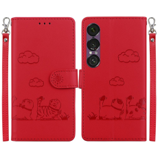 A-One Brand - Sony Xperia 1 VII Plånboksfodral RFID Kitten Pattern - Röd