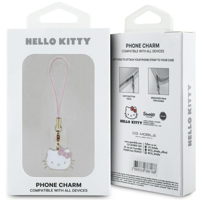 Hello Kitty - Hello Kitty Hängande Mobilrem Charm Kitty Head - Rosa