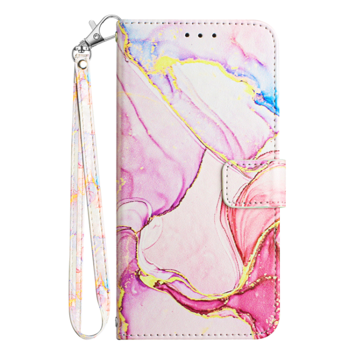 A-One Brand - iPhone 16e Plånboksfodral Marble Pattern med Rem LS005