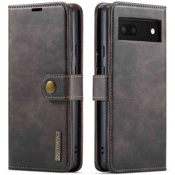 DG.MING - DG.MING Google Pixel 6a Plånboksfodral Detachable 2in1 Äkta Läder - Grå