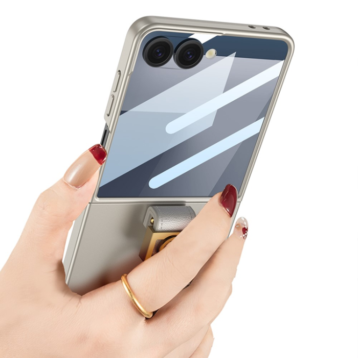 GKK - GKK Galaxy Z Flip 7 Mobilskal Ringhållare Härdat glas Fram