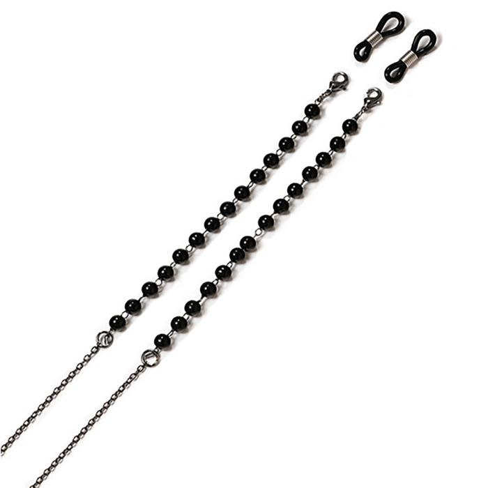 UTGATT1 - Glasögon snöre, Prydnad av metall Beads (Pattern 6) - Svart