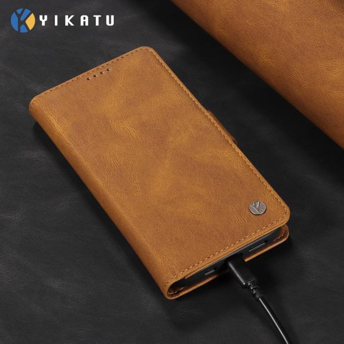 YIKATU - YIKATU Samsung Galaxy A57 Plånboksfodral Konstläder - Brun