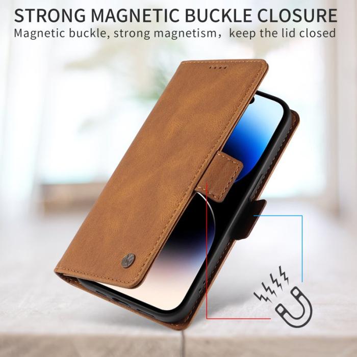 YIKATU - YIKATU Samsung Galaxy A57 Plånboksfodral Konstläder - Brun