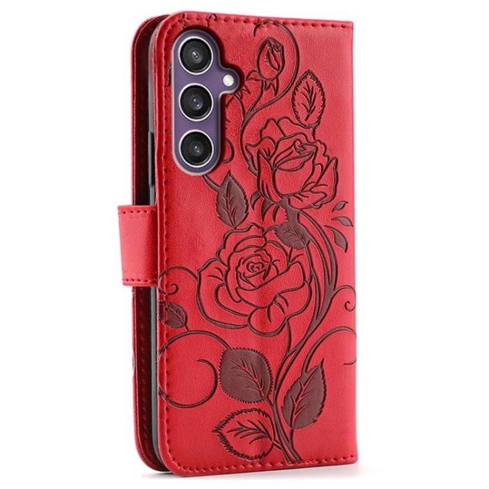 A-One Brand - Galaxy S26 Konstläder Plånboksfodral Imprinted Rosa Butterfly