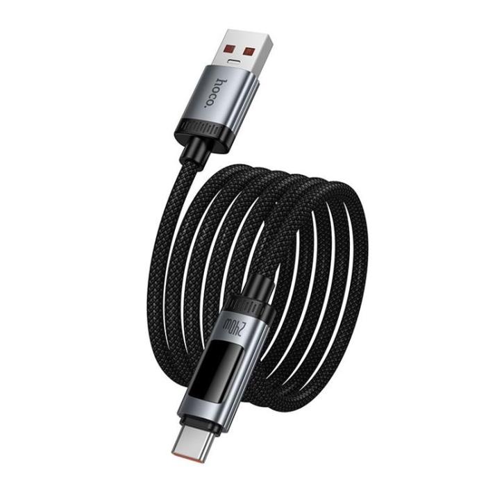Hoco - HOCO USB-A till USB-C 100W Kabel 6A 1.2m med Display U148 - Svart