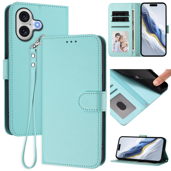 A-One Brand - iPhone 17 Plånboksfodral Läder med Handledsrem - Mintgrön