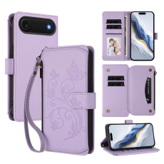 A-One Brand - iPhone 17 Air Plånboksfodral Butterfly Floral Imprint - Ljuslila