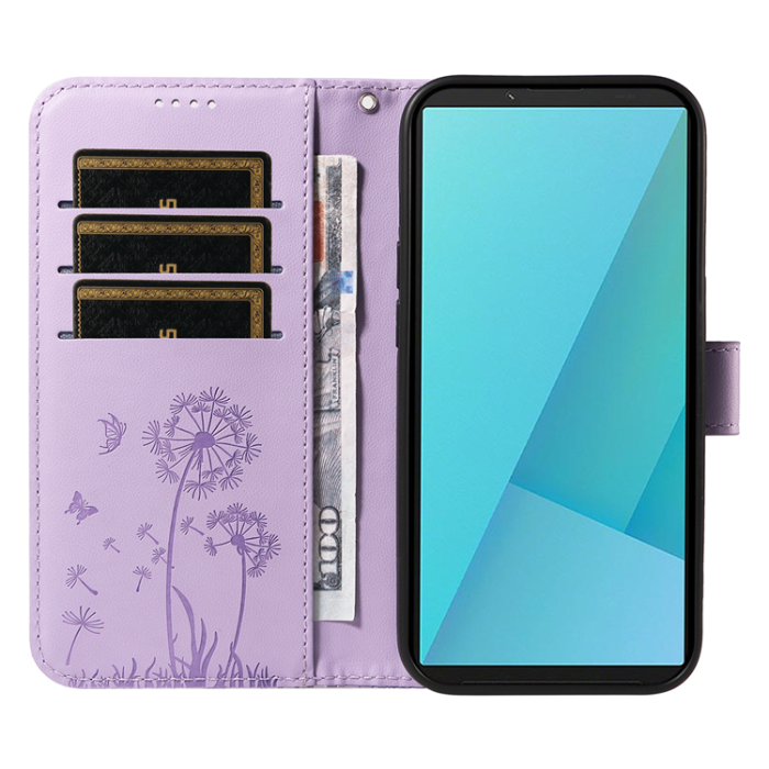 A-One Brand - Sony Xperia 10 VII Plånboksfodral Strap Dandelion Läder - Lila
