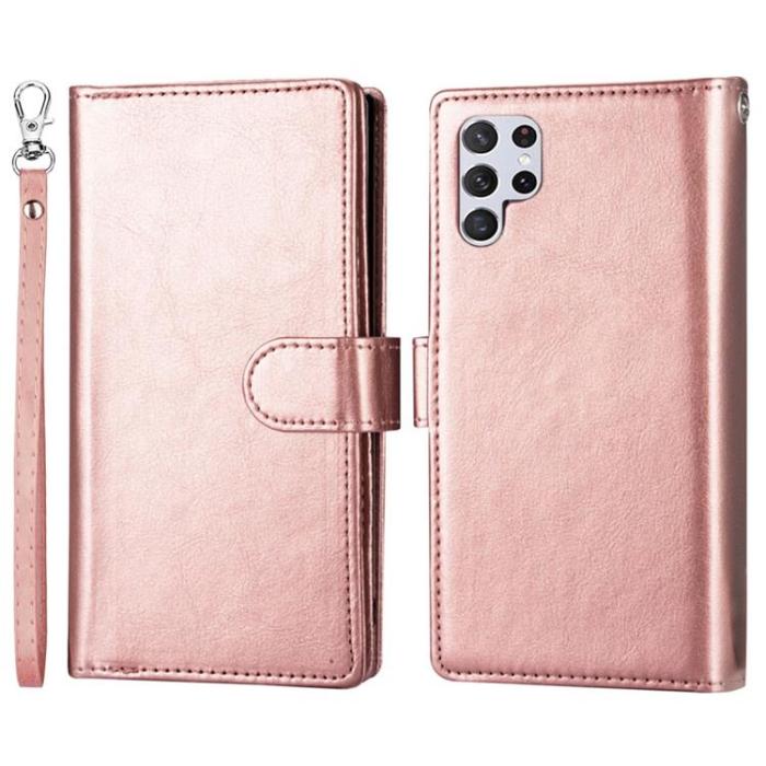 A-One Brand - 2-i-1 Plånboksfodral med 9 Kortplatser Galaxy S22 5G - Rosa Guld
