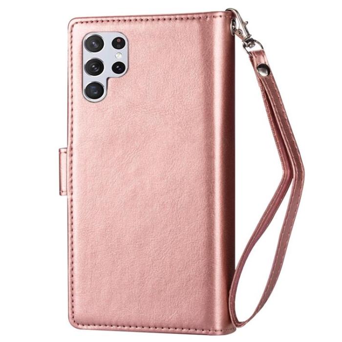A-One Brand - 2-i-1 Plånboksfodral med 9 Kortplatser Galaxy S22 5G - Rosa Guld