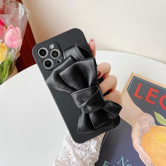 OEM - Bowknot Läderrem TPU Skal iPhone 13 - Svart