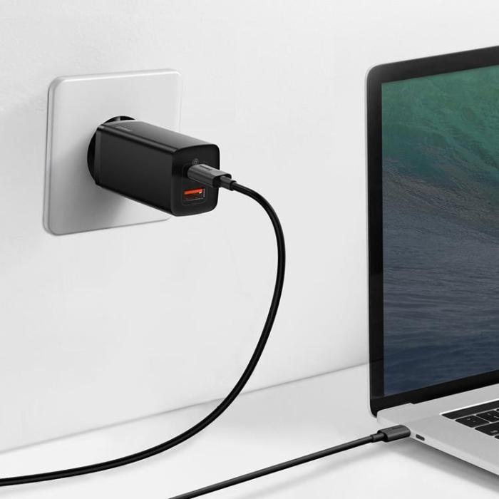 BASEUS - Baseus GaN2 Väggladdare USB Till USB-C 65W - Svart