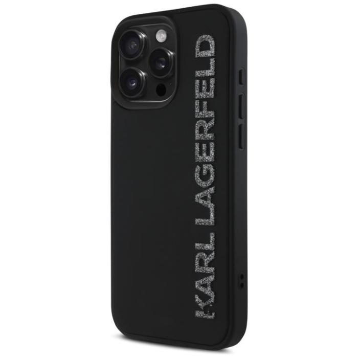 KARL LAGERFELD - Karl Lagerfeld iPhone 16 Pro Max Mobilskal 3D Rubber Elongated Glitter - Svart