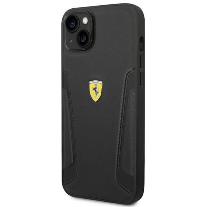 Ferrari - Ferrari iPhone 14 Plus Skal Läder Stamp Sides - Svart