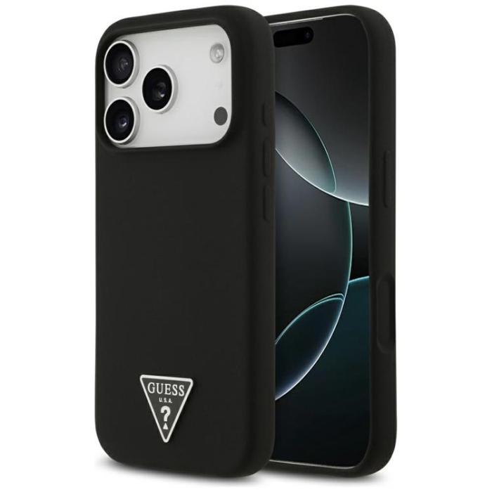 Guess - Guess iPhone 17 Pro Max Mobilskal MagSafe Silikon Triangle Logo - Svart