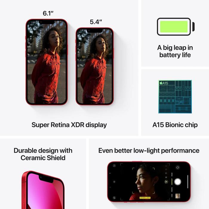 Apple - Apple iPhone 13 128GB 4GB RAM - Röd