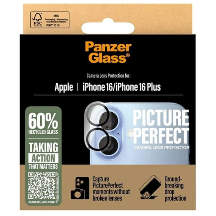 PanzerGlass - PanzerGlass iPhone 16/16 Plus Kameralinsskydd Härdat Glas