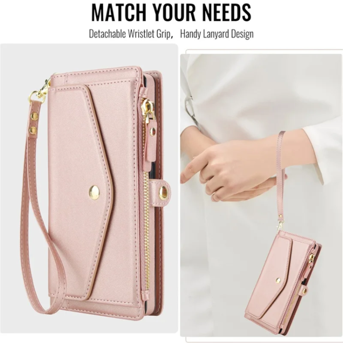 A-One Brand - Galaxy S25 Ultra Plånboksfodral MagSafe Detachable - Rosa Guld