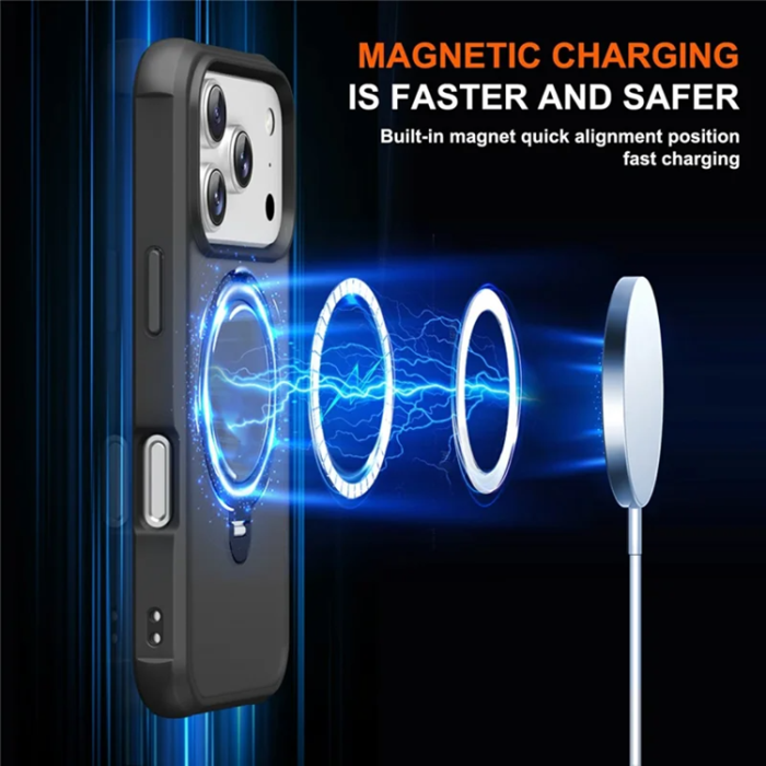 A-One Brand - iPhone 17 Pro Max Mobilskal MagSafe Kickstand TPU + PC - Svart