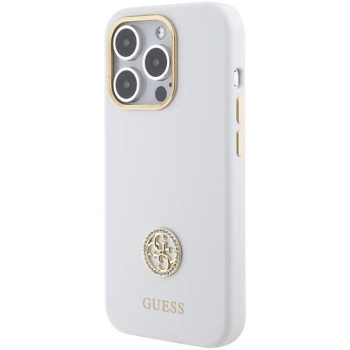 Guess - Guess iPhone 15 Mobilskal Silikon Logo Strass - Vit