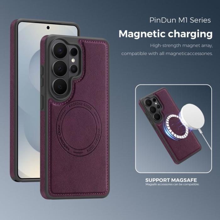 OEM - Mobilskal för Samsung Galaxy S26 Ultra Magnetiskt Konstläder - Mörklila