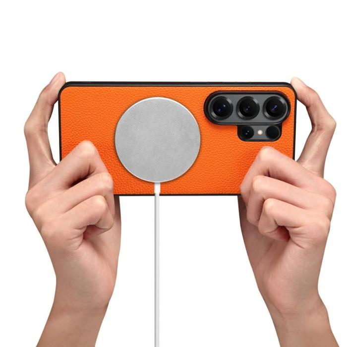 DENIOR - DENIOR Mobilskal för Samsung Galaxy S26 Ultra Magnetiskt Konstläder - Orange
