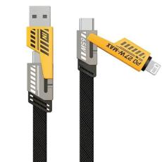 Awei - Awei 4in1 USB-C Till USB-C USB-A Lightning 1.2m Kabel - Svart