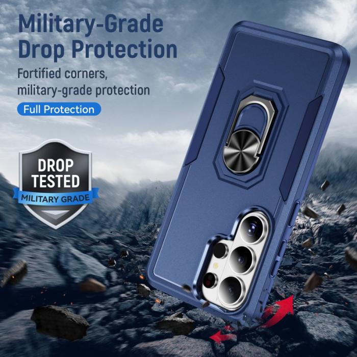 OEM - Mobilskal för Samsung Galaxy S26 Ultra Militärklass Ring Kickstand Plast - Blå
