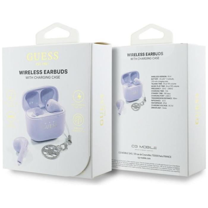 Guess - Guess TWS In-Ear Hörlurar Glossy Effect Printed Logo & Charm - Lavendel
